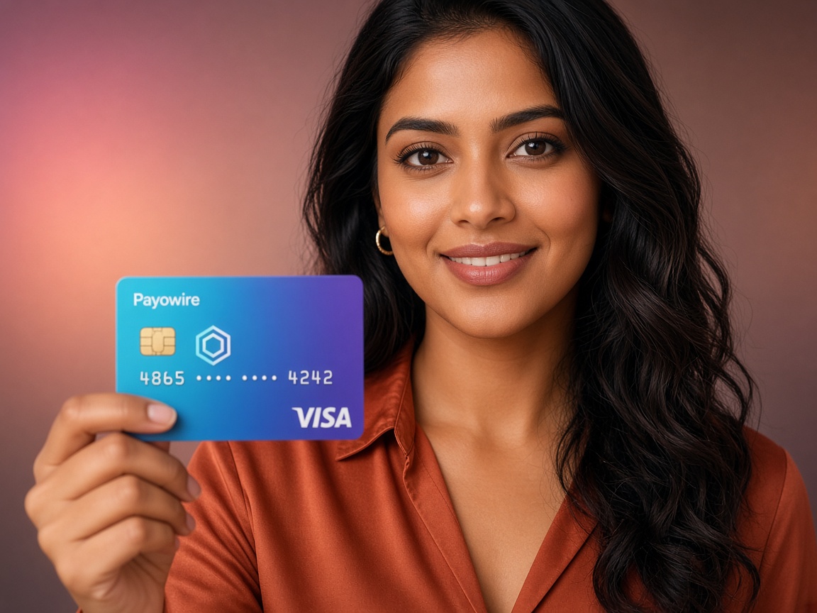 Customer holding a Payowire virtual card