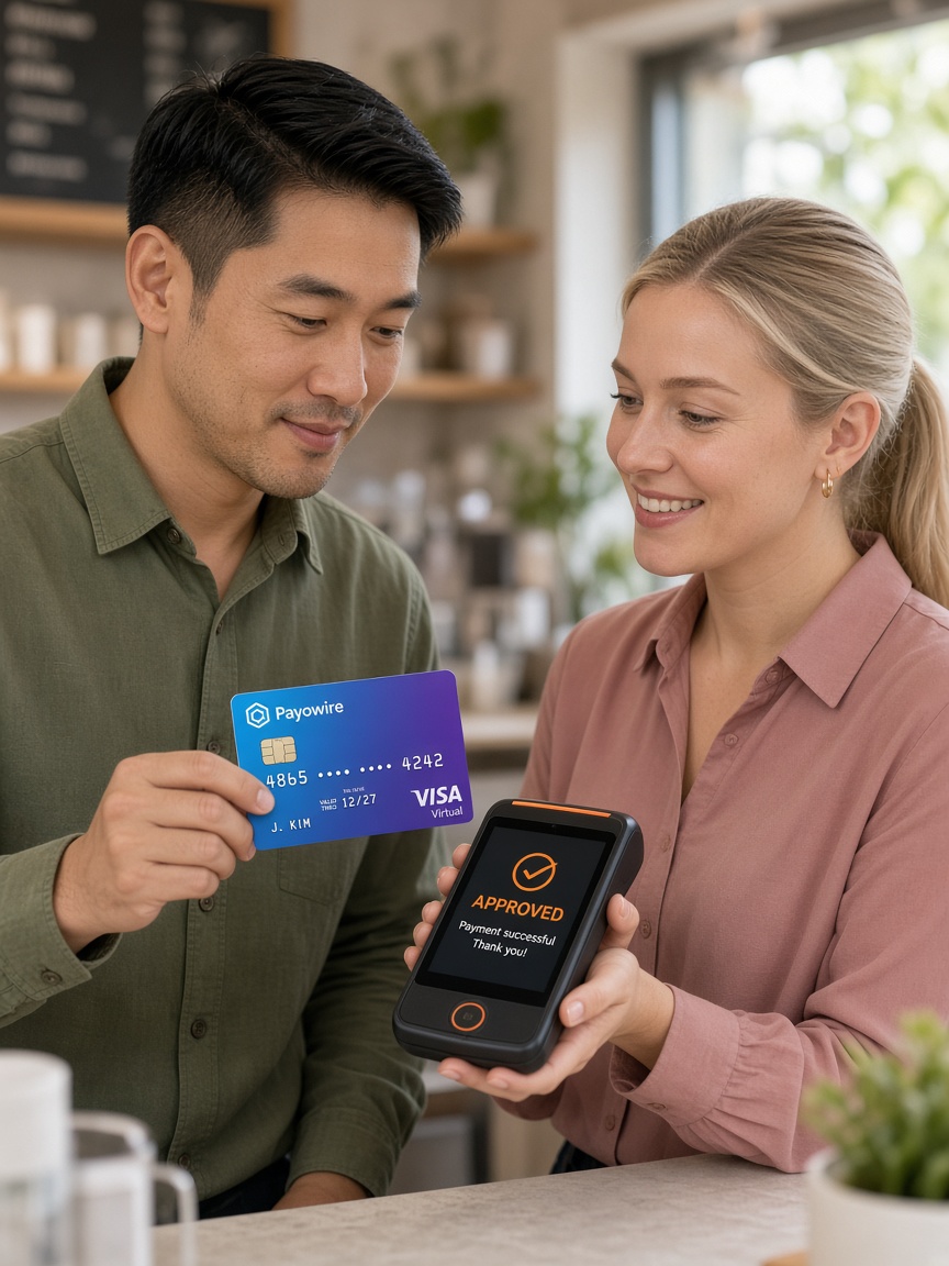 Customers paying with a Payowire card at a POS terminal