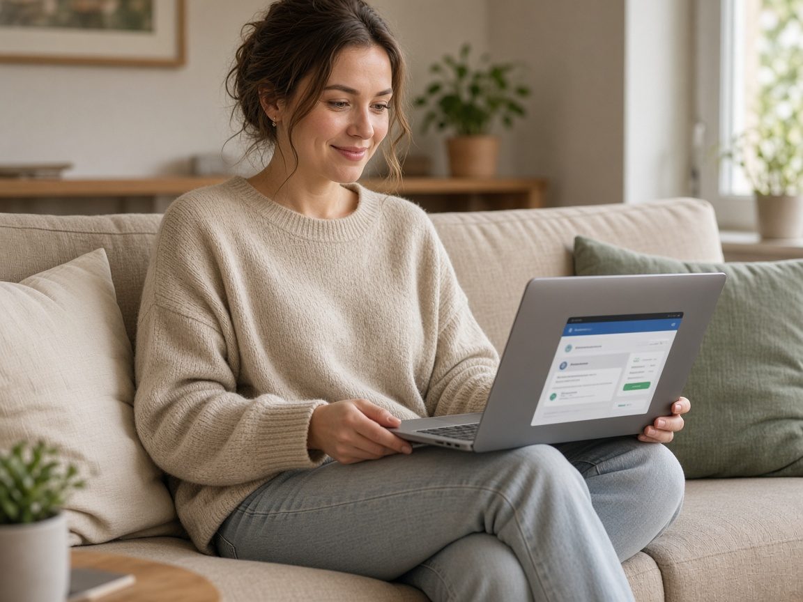 Freelancer checking a received payment on a laptop
